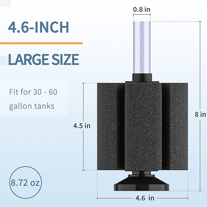 Pawfly Large Aquarium Bio Sponge Filter Quiet Betta Fry Shrimp and Small Fish Foam Filter for Fish Tank up to 60 Gallon, 4 Pack