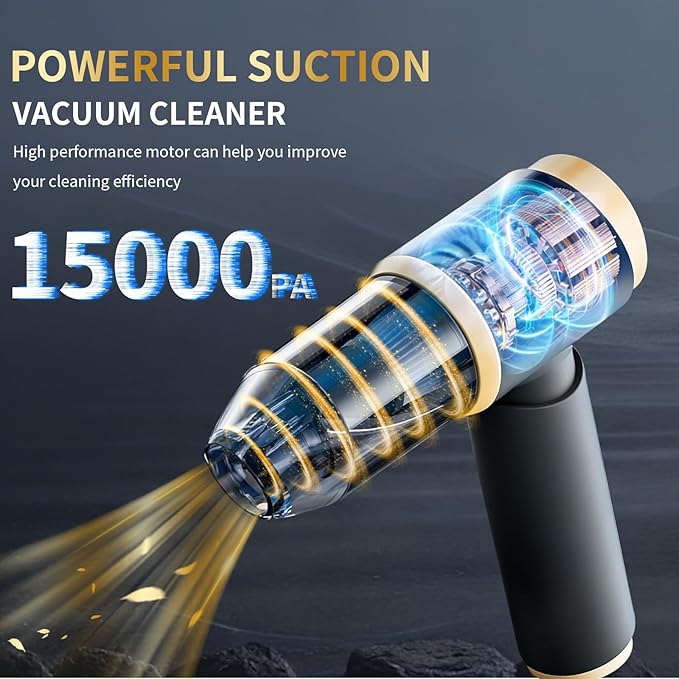 Handheld Car Vacuum Portable Cordless, 4 in 1 Handheld Vacuum Cleaner 15000PA High Power Air Blower & Pump & Air Duster, Mini Hand Held Vacuum Rechargeable for Home, Car, Office, Pet Hair