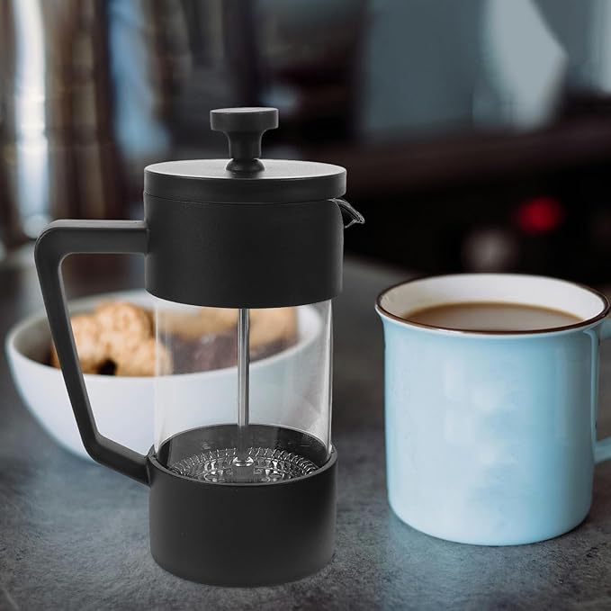 Zerodeko Portable Coffee Maker 350ml Borosilicate Glass Espresso Press with Filter for Cold Brew and Camping Use