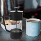 Zerodeko Portable Coffee Maker 350ml Borosilicate Glass Espresso Press with Filter for Cold Brew and Camping Use
