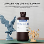 ANYCUBIC 2nd Gen Resin Technology ABS-Like Resin 2.0, 3D Printer Resin with High Toughness, More Precise Details, Low Odor, Wide Compatibility for All LCD Resin 3D Printers (HD Grey, 1kg)