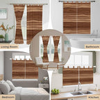 Brown Western Kitchen Curtains 24 Inch Length, Small Window Curtains Tab Top, Vintage Farmhouse Wood Barn Door Light Filtering Short Window Treatments Tier Drapes 27.5"x24" 2 Panel