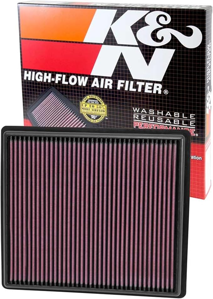 K&N High-Flow Original Lifetime Engine Air Filter: Increase Power: Premium, Washable: Compatible with 2013-2019 Buick/Chevrolet: Regal, Impala, Malibu, 33-2497
