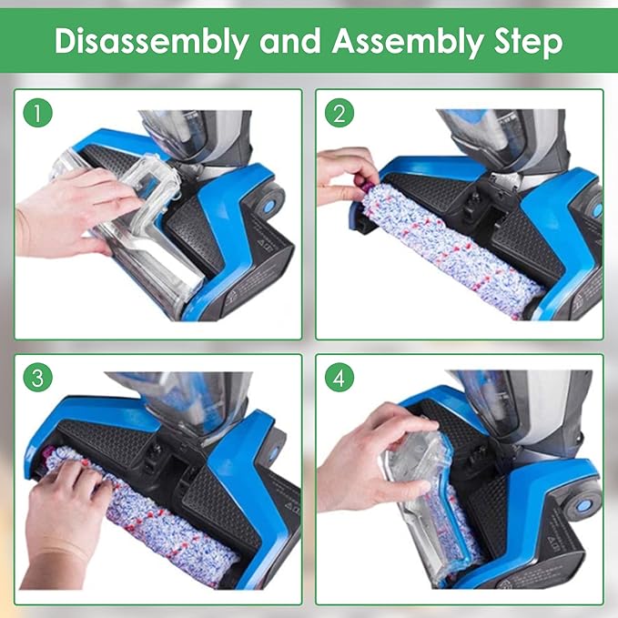 Brush Filter Replacement for Bissell CrossWave Floor and Area Rug Cleaner 3888A 2306A 1785 Serie, 2 Multi Surface Brush 1868 + 2 Filter 1866, Compare to Part 1608683,160-8683,1608684