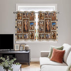 2 Panel Kitchen Cafe Curtains, Desert Camels Sunlight Filtering Nature Air Through, Home Decor Window Covering Tier Curtains for Living Room 104W x 52L inch Western Wildlife Brown Animals Country