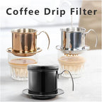 Stainless Steel 304 Vietnamese Coffee Filter Cup Drip Pot Simple And Portable Household Coffee Filter Cup Traditional Tool(Titanium)