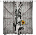Funny Farm Animals Living Room Curtains 96 Inch Length, Window Curtains Tab Top, Vintage Barn Grey Sunflowers Light Filtering Window Treatments Drapes 52"x96" 2 Panel