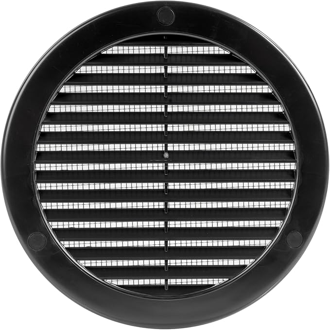 Vent Systems 6" Inch (Opening Dimensions) - Pack of 50 - Black Soffit Vent Cover - Plastic Round Air Vent Grille - Built-in Mesh Screen - HVAC Register Louver for Bathroom, Home, Kitchen