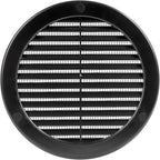 Vent Systems 6" Inch (Opening Dimensions) - Pack of 2 - Black Soffit Vent Cover - Plastic Round Air Vent Grille - Built-in Mesh Screen - HVAC Register Louver for Bathroom, Home, Kitchen