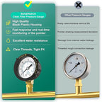 0-60PSI Pool Filter Pressure Gauge, 1/4" NPT Lower Mount, with Plastic Adjustable Bezel, Start and Clean Filter Pressure Gauge, for Swimming Pool, spa, Aquarium