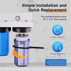 PUREPLUS 2-Stage Whole House Water Filtration System, Reduces Chlorine, Odor, Heavy Metals & Rust, 10"x4.5" Clear Housing, 1" Inlet/Outlet, PP Grooved Sediment&KDF Carbon Filters, With Pressure Gauges