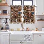2 Panel Kitchen Cafe Curtains, Desert Camels Sunlight Filtering Nature Air Through, Home Decor Window Covering Tier Curtains for Living Room 104W x 52L inch Western Wildlife Brown Animals Country