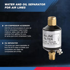 NEIKO 30253A Water and Oil Separator for Air Line | 1/4" NPT Inlet and Outlet | 150 PSI | Air Compressor and Air Tool Accessory | Protect Lifespan of Pneumatic Tools | Optimize Performance, Black