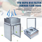 FAFAGLGL， FFU， HEPA H14-Filter Laminar Flow Hood(Includes Clean Bench Stand + HEPA Filter) ，Updated FanFilter Unit，100/ISO Class 5 ，for Clean roomsom/Laboratory/Mushroom Room, (22.6"x22.6"110V)