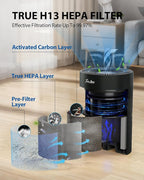 FreAire H13 HEPA Filter, H13 True HEPA Air Filter Replacement For Dust Smoke Pollen Dander Smell (Black)