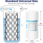 Membrane Solutions 1 Micron 10"x4.5" String Wound Whole House Water Filter Replacement Cartridge Universal Sediment Filters for Well Water - 4 Pack