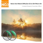K&F CONCEPT 72mm Black Diffusion 1/4 & 1/8 Lens Filter Kit (2 Pcs), Mist Cinematic Effect Filter for Vlog/Video/Portrait Image with 28 Multi-Layer Coated