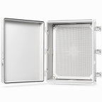 QILIPSU Waterproof Junction Box IP67 Outdoor Plastic Electrical Project Enclosure Weatherproof with Mounting Plate, Wall Brackets, Hinged Grey Cover 20"x16.1"x7.9"