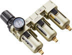 VEVOR Air Compressor Filter Regulator, 3/8" NPT 3-Stage Air Compressor Water Separator with 5μm/1μm/0.01μm Micron Filter Elements, Semi Auto Drain Air-Drying System 145PSI Max Pressure, Poly Bowl