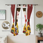 Pigs Sunflowers Bathroom Curtains 63 Inch Length, Window Curtains Tab Top, Farmhouse Red Barn Flowers Animals Light Filtering Window Treatments Drapes 52"x63" 2 Panel