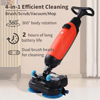Rechargeable Floor Cleaner and Wet Dry Floor Machine, 17" Commercial Floor Scrubber, Dual-Brush Heads, Cordless Electric Floor Mop Cleaning Capacity 13000 Sqft/H, for Villa Hospital Office White