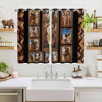 2 Panel Kitchen Cafe Curtains, Desert Camels Sunlight Filtering Nature Air Through, Home Decor Window Covering Tier Curtains for Living Room 104W x 63L inch Brown Wildlife Farmhouse Animals Rustic