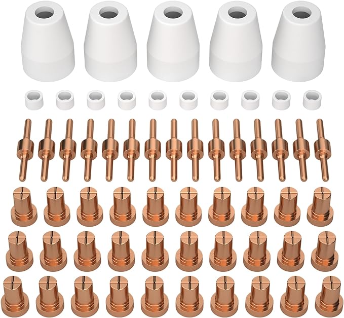 ARCCAPTAIN 60PCS PT31 Plasma Cutting Consumables Fit CUT-45 CUT-50 CT-312 MIG205MP with Plasma Cutter Torch PT-31 JG-40 LG-40