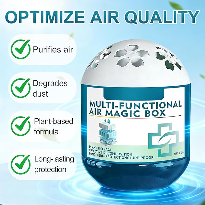 Indoor Air Purification Dust Removal Magic Box,Multi Functional Air Magic Box,Automatic Dust Collection Air Box for Home,Plant Extract Formula,No Electricity & Noise,For Any Room(120g)
