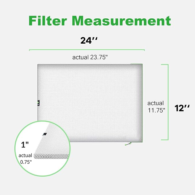 Reair 12x24x1 Extra Replacement Filter without Frame, Washable and Reusable Air Filter 12x24x1 for AC HVAC Furnace, MERV 8 Air Filters Machine Washable, AC Furnace Air Filter without Frame