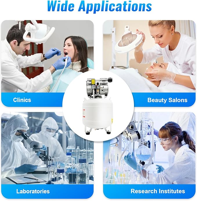 750W 40L Dental Medical Oil-Free Air Compressor, 115PSI 165L/min All-Copper Motor Portable Silent Oil-Free Air Compressor Detachable Air Compressor For Dental Equipment Spray Guns Nail Guns