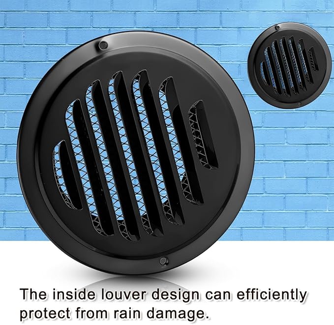 Zonon 24 Pcs Stainless Steel Soffit Vents 4 Inch Round Dryer Vent Cover with Mesh Screen for Home Outdoor Bathroom Wall Ceiling Outside Exterior Exhaust (Black)