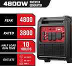 PowerSmart 4800-Watt Portable Inverter Generator with Wheels Handle Kit, CO Protect, Quiet, RV-Ready, Home use