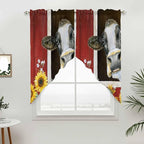 Cows Sunflowers Swag Valances for Windows, Rustic Farms Barns Flowers Bees Animals Rod Pocket Kitchen Curtains Valance, Kitchen Window Curtains Swag for Cafe Bathroom Living Room, 2 Panels, 36x63 inch