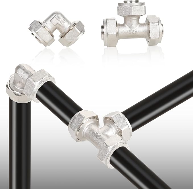 Hromee Compressed Air Piping System with 3/4 inch x 100 feet HDPE Tubing and Aluminum Outlet Blocks for Garage Connect Air Compressor Hose Accessories 37 Pieces