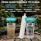 Tactiko Survival 20oz/600ml Purifying Water Bottle Filter Kit - Filter 265 Gal. Water from Rivers, Lakes & Streams - SGS Certified - UF Membrane, Activated Carbon - Camping, Hiking, Emergency (Black)