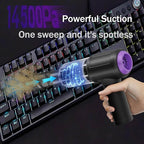 14500PA Computer Vacuum Cleaner Keyboard Cleaner Compressed Air Duster - Cordless Handheld Mini Vacuum for PC/Laptop Cleaning - Portable Air Duster for Car/Home/Office