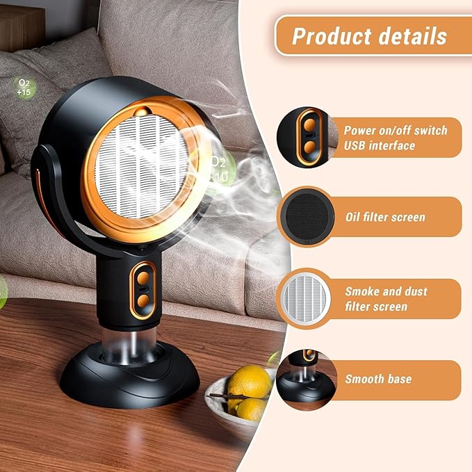 Smoke Buddy – Smoke Purifier for Smoking Indoors, Portable Rechargeable Smoke Fan for Smoking Indoors with Removable Washable Filter – Eliminates Smoke & Odors for BBQ & Hot Pot (purple,Plug-in)