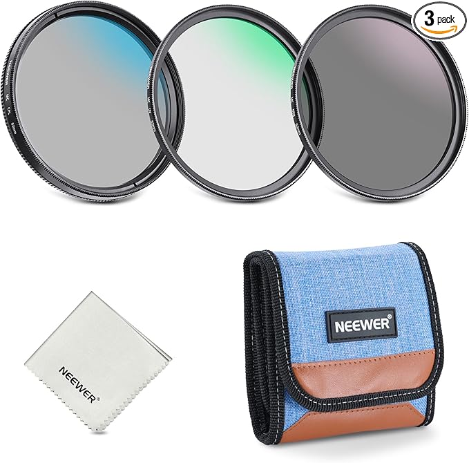 NEEWER 52mm UV CPL ND Lens Filter Kit, UV Protection + Circular Polarizing + Neutral Density (ND8) Camera Lens Filter Set with Multicoated Optical Glass, Slim Frame & Upgraded Foldable Storage Case