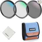 NEEWER 52mm UV CPL ND Lens Filter Kit, UV Protection + Circular Polarizing + Neutral Density (ND8) Camera Lens Filter Set with Multicoated Optical Glass, Slim Frame & Upgraded Foldable Storage Case