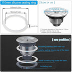 4PCS 110mm (4.33") Silicone Sealing Gaskets - Leak-Proof Washers for Kitchen Sink Drain, Waste Pipe & Inclined Sliding Joints