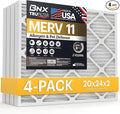 BNX TruFilter 20x24x2 Air Filter MERV 11 (4-Pack) - MADE IN USA - Allergen Defense Electrostatic Pleated Air Conditioner HVAC AC Furnace Filters for Allergies, Dust, Pet, Smoke, Allergy MPR 1200 FPR 7