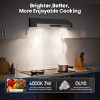 Range Hood 42 Inch Under Cabinet, 980CFM Fast Venting Ducted, Kitchen Hood With 3 Speed Gesture Sensing & Touch Control, Stainless Steel Stove Hood With LED Light And 2 Baffle Filters