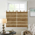 Vintage Western Kitchen Curtains 45 Inch Length, Short Cafe Window Curtains Tab Top, Rustic Farmhouse Wooden Grain Barn Door Light Filtering Window Treatments Tier Drapes 27.5"x45" 2 Panel