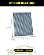 [GAS & HYBRID ONLY] Cabin Air Filter for Jeep Wrangler 2018-2025 & Gladiator 2020-2025 (Not for Diesel), Activated Carbon, OE# 68565698AA, CF12450, XC11724