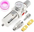 MEANLIN Air Compressor Moisture Filter, AW4000-06 Air Line Filter, 3/4" NPT Inlet with 150 PSI Gauge and Valve Shut Off Switch for Air Tools and Spray Paint Gun