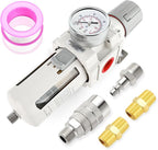 MEANLIN Air Compressor Moisture Filter, AW4000-06 Air Line Filter, 3/4" NPT Inlet with 150 PSI Gauge and Valve Shut Off Switch for Air Tools and Spray Paint Gun