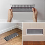 6 Pack Strong Magnetic Floor Vent Cover - PVC Mesh Register for Wall Ceiling Floor Catch Debris Hair Insect (Black, 4 x 12 Inch)