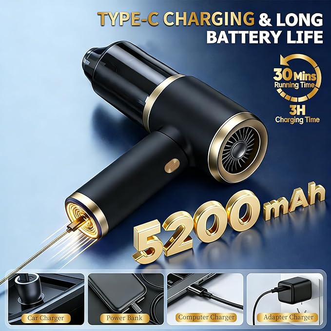 Handheld Car Vacuum Portable Cordless, 4 in 1 Handheld Vacuum Cleaner 15000PA High Power Air Blower & Pump & Air Duster, Mini Hand Held Vacuum Rechargeable for Home, Car, Office, Pet Hair
