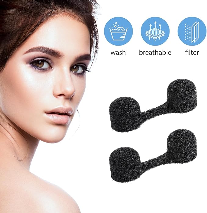 100 Pieces Nose Plug Filter Disposable Nose Dust Filters Bulk Sponge Nostril Filters for Spray Tanning Welding Dust Allergies DustConstruction Areas (Black)