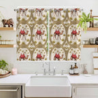 2 Panel Kitchen Cafe Curtains, Camels Palm Trees Sunlight Filtering Nature Air Through, Window Decor Tier Curtains for Living Room 104W x 63L inch Desert Date Coconut Trees Leaves Cords Beige